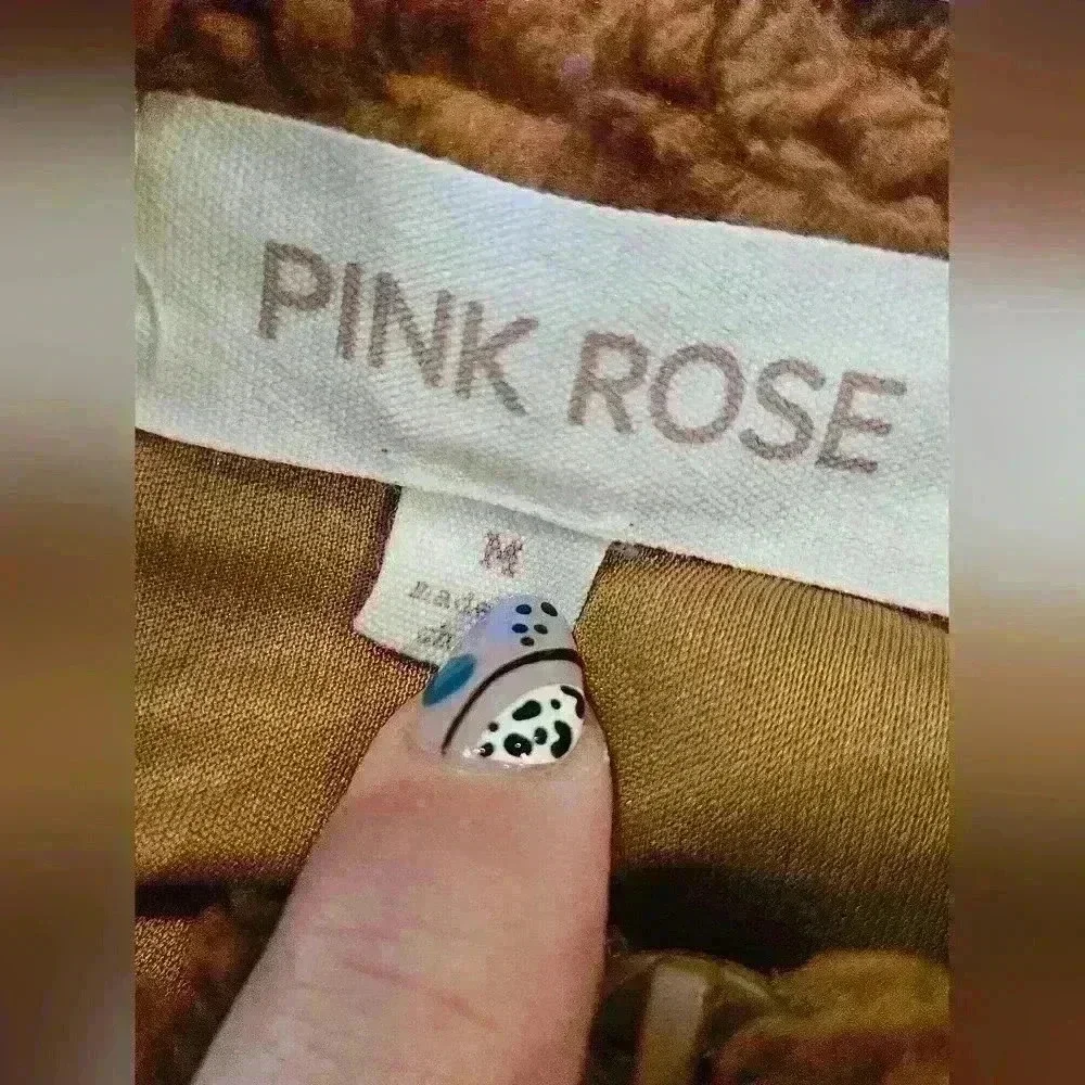 Pink Rose Half Zip Animal Print Sherpra - Picture 2 of 7
